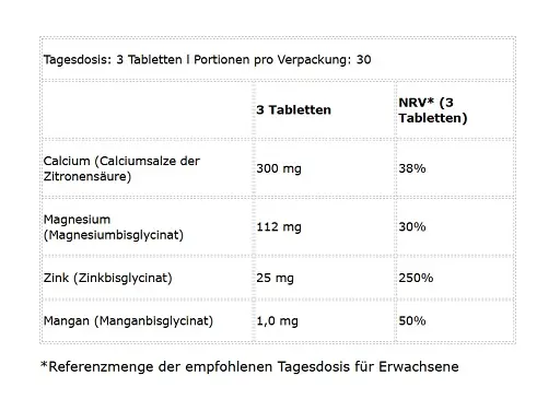 BioTech Calcium Zinc Magnesium from organic sources 90 Tabletten